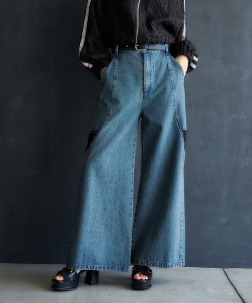 カットアウトレースデニムパンツ(HARE)（デニムパンツ）｜HARE