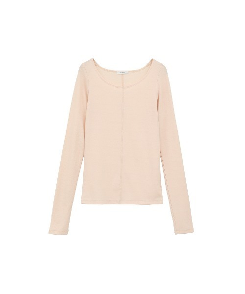 CLANE(クラネ)の「DEEP NECK LADY TOPS(Tシャツ/カットソー・レディース・ベージュ/ホワイト・2/1)」の3枚目の写真