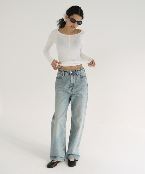CLANE(クラネ)の「DEEP NECK LADY TOPS(Tシャツ/カットソー・レディース・ベージュ/ホワイト・2/1)」の13枚目の写真
