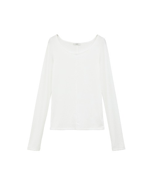 CLANE(クラネ)の「DEEP NECK LADY TOPS(Tシャツ/カットソー・レディース・ベージュ/ホワイト・2/1)」の15枚目の写真