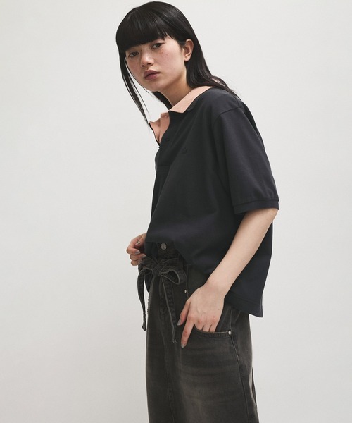 LACOSTE（ラコステ）の「【LACOSTE for ADAM ET ROPE'】別注Classic Polo（ポロシャツ・レディース・チャコールグレー/ピンク系その他2・36）」の16枚目の写真