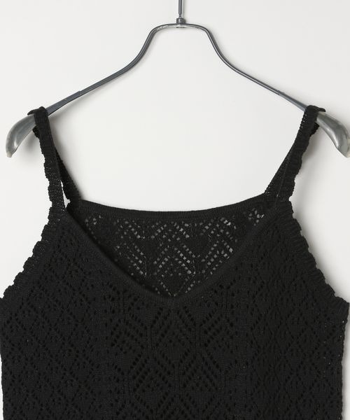 JEANASIS（ジーナシス）の「コットンリネンクロシェキャミソール/491057（キャミソール・レディース・ライトグリーン/ブラック/オフホワイト・FREE）」の5枚目の写真