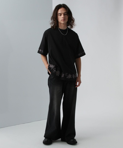 HARE（ハレ）の「シシュウモチーフカットソー(HARE)（Tシャツ/カットソー・メンズ・ブルー/ブラック/ホワイト・SMALL/MEDIUM）」の7枚目の写真