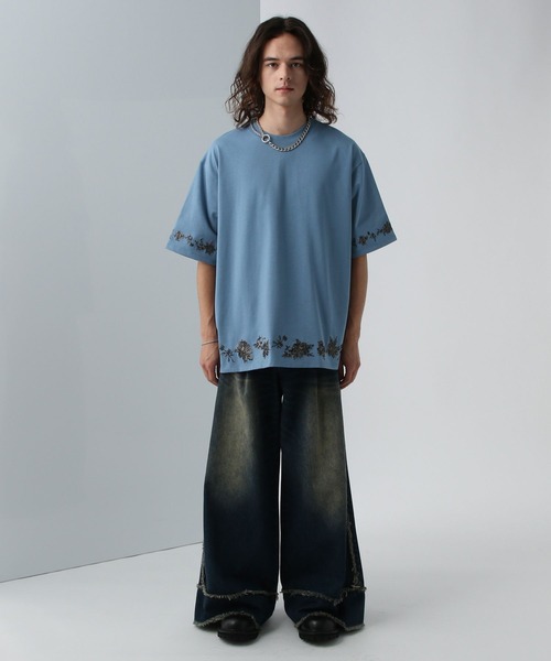 HARE（ハレ）の「シシュウモチーフカットソー(HARE)（Tシャツ/カットソー・メンズ・ブルー/ブラック/ホワイト・SMALL/MEDIUM）」の8枚目の写真