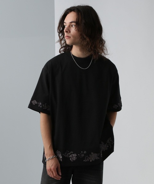HARE（ハレ）の「シシュウモチーフカットソー(HARE)（Tシャツ/カットソー・メンズ・ブルー/ブラック/ホワイト・SMALL/MEDIUM）」の12枚目の写真
