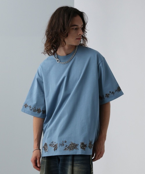 HARE（ハレ）の「シシュウモチーフカットソー(HARE)（Tシャツ/カットソー・メンズ・ブルー/ブラック/ホワイト・SMALL/MEDIUM）」の13枚目の写真