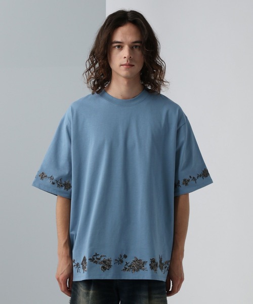 HARE（ハレ）の「シシュウモチーフカットソー(HARE)（Tシャツ/カットソー・メンズ・ブルー/ブラック/ホワイト・SMALL/MEDIUM）」の14枚目の写真