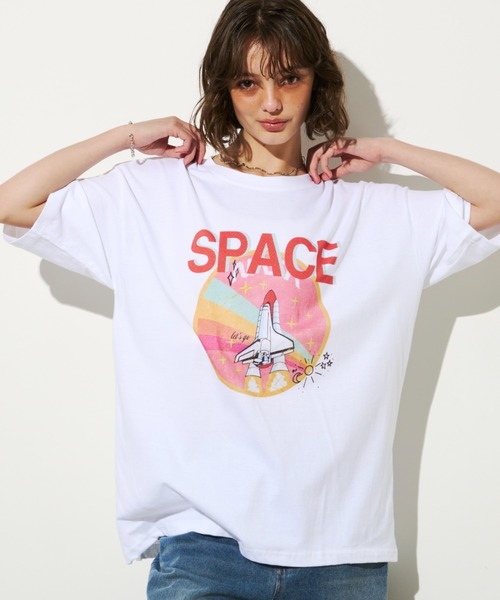 Unitage(ユニテージ)の「SPACEプリントTEE(Tシャツ/カットソー・レディース・ホワイト/グレー/イエロー・FREE)」の12枚目の写真