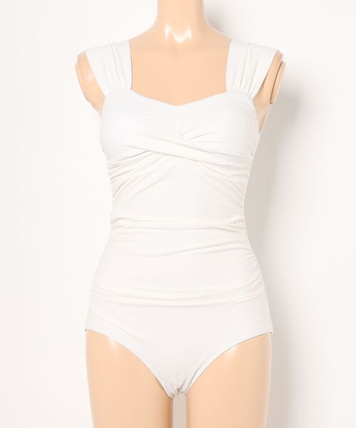 ammy. / エイミードット 】ライン シャーリング ギャザー スイムウェア  