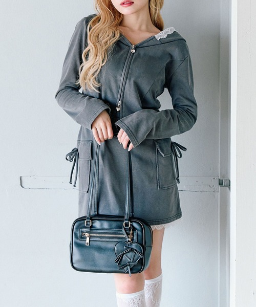 OLIVE des OLIVE（オリーブデオリーブ）の「USED加工風セットアップ（ワンピース・レディース・ピンク/カーキ/スミクロ・FREE）」の2枚目の写真