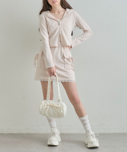 OLIVE des OLIVE（オリーブデオリーブ）の「USED加工風セットアップ（ワンピース・レディース・ピンク/カーキ/スミクロ・FREE）」の9枚目の写真