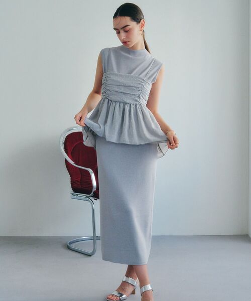 YECCA VECCA(イェッカヴェッカ)の「【2点SET】シアードットキャミセットニットワンピース(ワンピース・レディース・ブラウン/杢グレー・FREE)」の5枚目の写真