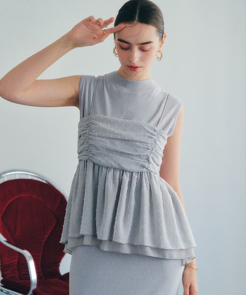 YECCA VECCA(イェッカヴェッカ)の「【2点SET】シアードットキャミセットニットワンピース(ワンピース・レディース・ブラウン/杢グレー・FREE)」の10枚目の写真