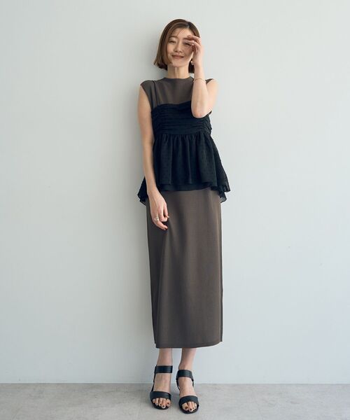 YECCA VECCA(イェッカヴェッカ)の「【2点SET】シアードットキャミセットニットワンピース(ワンピース・レディース・ブラウン/杢グレー・FREE)」の2枚目の写真