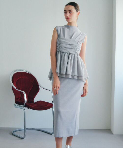 YECCA VECCA(イェッカヴェッカ)の「【2点SET】シアードットキャミセットニットワンピース(ワンピース・レディース・ブラウン/杢グレー・FREE)」の4枚目の写真