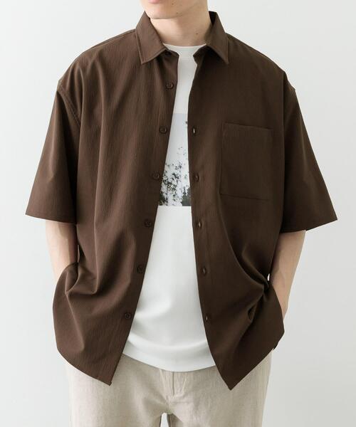 ITEMS URBANRESEARCH（アイテムズ アーバンリサーチ）の「ヨウリュウレギュラーカラー半袖シャツ（シャツ/ブラウス・メンズ・ブラウン/ネイビー/ブラック・LARGE/MEDIUM）」の8枚目の写真