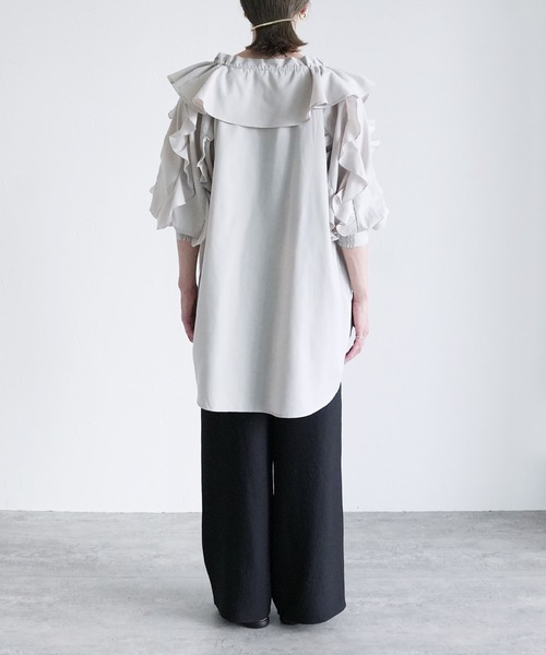 reca（レカ）の「フリル襟&フリル袖ブラウス（シャツ/ブラウス・レディース・ライトグレー/ブラック/アイボリー・M）」の19枚目の写真