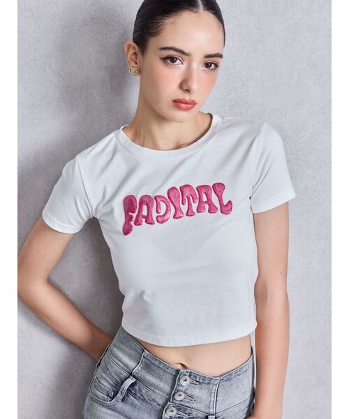 GYDA（ジェイダ）の「FADITAL Tシャツ（Tシャツ/カットソー・レディース・オフホワイト/スカイブルー/ブラック・FREE）」の10枚目の写真