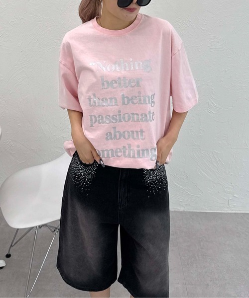 sedacle(セダクル)の「フロントロゴ加工Tシャツ(Tシャツ/カットソー・レディース・ピンク/ネイビー/レッド/ブラウン/ホワイト/オレンジ・MEDIUM/SMALL/LARGE)」の4枚目の写真
