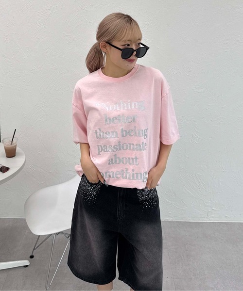 sedacle(セダクル)の「フロントロゴ加工Tシャツ(Tシャツ/カットソー・レディース・ピンク/ネイビー/レッド/ブラウン/ホワイト/オレンジ・MEDIUM/SMALL/LARGE)」の16枚目の写真