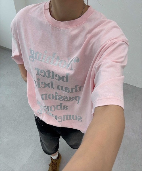 sedacle(セダクル)の「フロントロゴ加工Tシャツ(Tシャツ/カットソー・レディース・ピンク/ネイビー/レッド/ブラウン/ホワイト/オレンジ・MEDIUM/SMALL/LARGE)」の17枚目の写真