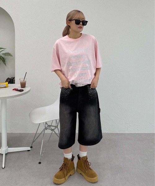 sedacle(セダクル)の「フロントロゴ加工Tシャツ(Tシャツ/カットソー・レディース・ピンク/ネイビー/レッド/ブラウン/ホワイト/オレンジ・MEDIUM/SMALL/LARGE)」の11枚目の写真