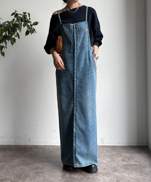 DouDou（ドゥドゥ）の「デニムキャミジャンスカ（ワンピース・レディース・ブルー/ブラック・38/36）」の5枚目の写真