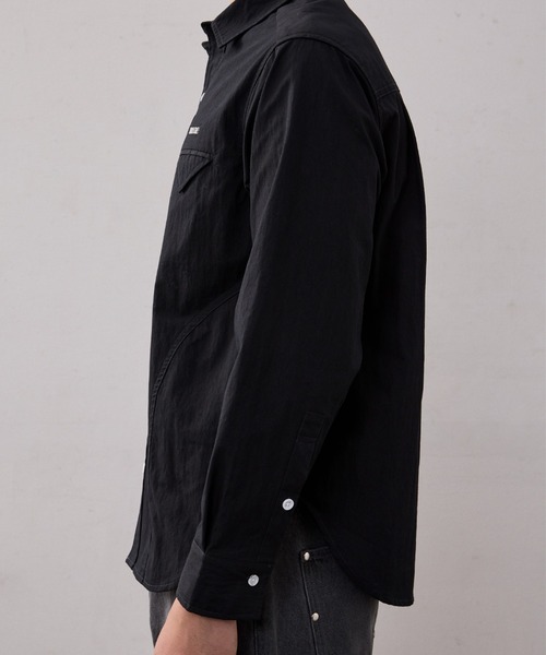 THE CLE（ザクレ）の「TYPEWRITER SHIRT / タイプライターシャツ【タイプライター生地】 シャツ トップス メンズ（シャツ/ブラウス・メンズ・ネイビー/ブラック・SMALL/MEDIUM/LARGE）」の4枚目の写真