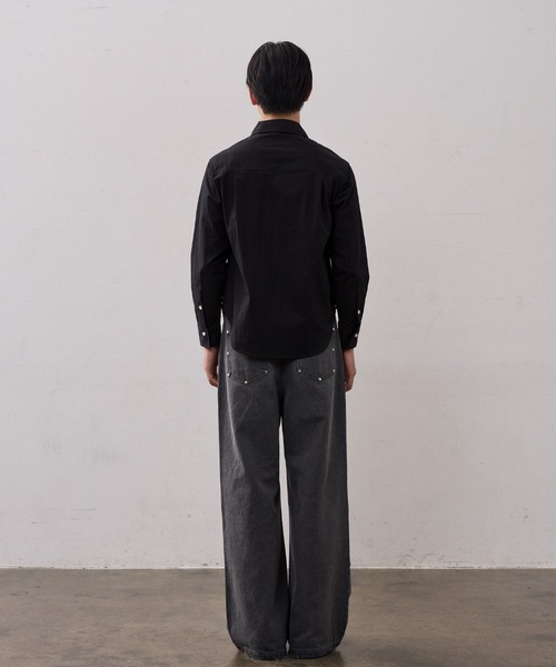 THE CLE（ザクレ）の「TYPEWRITER SHIRT / タイプライターシャツ【タイプライター生地】 シャツ トップス メンズ（シャツ/ブラウス・メンズ・ネイビー/ブラック・SMALL/MEDIUM/LARGE）」の6枚目の写真