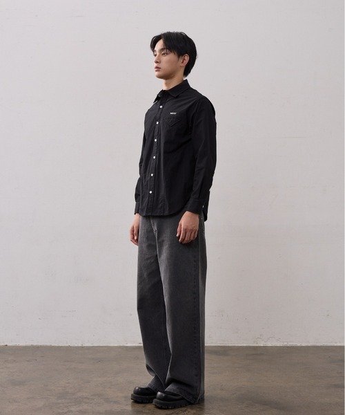 THE CLE（ザクレ）の「TYPEWRITER SHIRT / タイプライターシャツ【タイプライター生地】 シャツ トップス メンズ（シャツ/ブラウス・メンズ・ネイビー/ブラック・SMALL/MEDIUM/LARGE）」の8枚目の写真