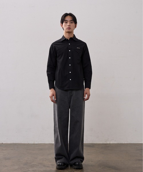 THE CLE（ザクレ）の「TYPEWRITER SHIRT / タイプライターシャツ【タイプライター生地】 シャツ トップス メンズ（シャツ/ブラウス・メンズ・ネイビー/ブラック・SMALL/MEDIUM/LARGE）」の10枚目の写真