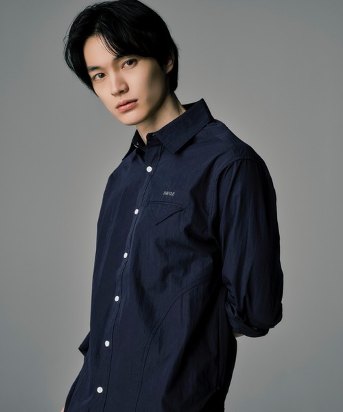 THE CLE（ザクレ）の「TYPEWRITER SHIRT / タイプライターシャツ【タイプライター生地】 シャツ トップス メンズ（シャツ/ブラウス・メンズ・ネイビー/ブラック・SMALL/MEDIUM/LARGE）」の12枚目の写真