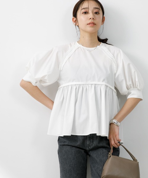 F by ROSSO（エフバイロッソ）の「F by ROSSO　プリーツデザインブラウス（シャツ/ブラウス・レディース・ブラック/ブルー/オフホワイト・FREE）」の4枚目の写真