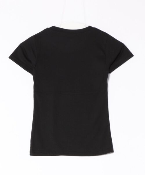 Never mind the XU / Chikashitsu+(ネバーマインド ザ エックスユー / チカシツプラス)の「【nmtc+】design crop tee / 【エヌエムティーシープラス】デザインクロップ半袖Tシャツ <着用動画あり>(Tシャツ/カットソー・レディース・ブラック/ホワイト/パープル・ONE SIZE)」の4枚目の写真