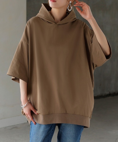 HUG.U（ハグユー）の「快適ドライ UVカットパーカーTシャツ（パーカー・レディース・ブラック/ライトブルー/オリーブ/モカ/ダークグレー/ホワイト・FREE）」の13枚目の写真