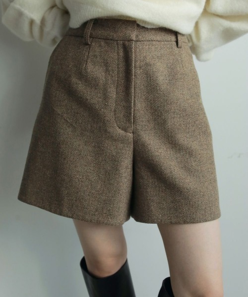 anuke(アンヌーク)の「anuke Herringbone Short Pants ヘリンボーンショートパンツ/62520728(その他パンツ・レディース・ベージュ/ブラウン・36/38)」の1枚目の写真