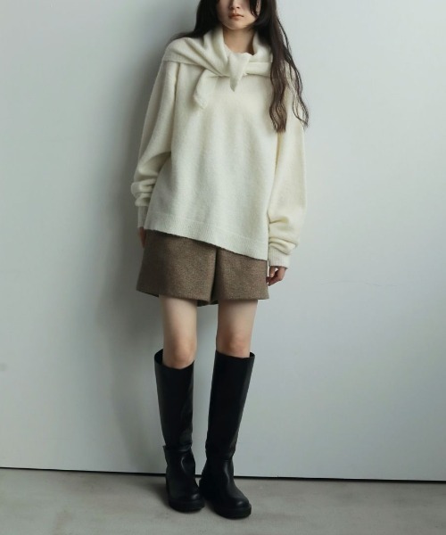 anuke(アンヌーク)の「anuke Herringbone Short Pants ヘリンボーンショートパンツ/62520728(その他パンツ・レディース・ベージュ/ブラウン・36/38)」の3枚目の写真