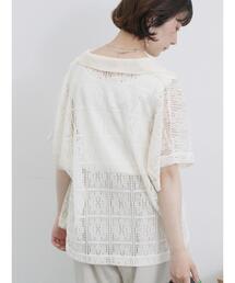 Samansa Mos2 blue | レースシャツジャケット(シャツ/ブラウス)