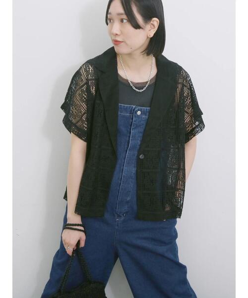Samansa Mos2 blue（サマンサモスモスブルー）の「レースシャツジャケット（シャツ/ブラウス・レディース・ブラック/オフホワイト/キナリ・F）」の3枚目の写真