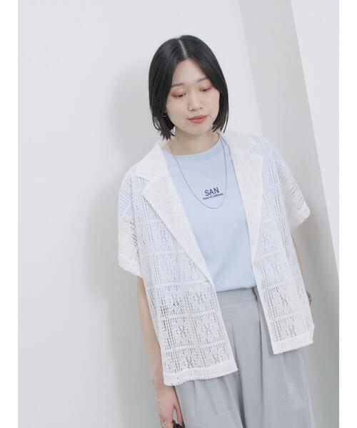 Samansa Mos2 blue（サマンサモスモスブルー）の「レースシャツジャケット（シャツ/ブラウス・レディース・ブラック/オフホワイト/キナリ・F）」の9枚目の写真