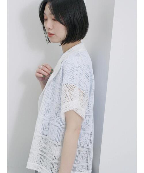 Samansa Mos2 blue（サマンサモスモスブルー）の「レースシャツジャケット（シャツ/ブラウス・レディース・ブラック/オフホワイト/キナリ・F）」の10枚目の写真