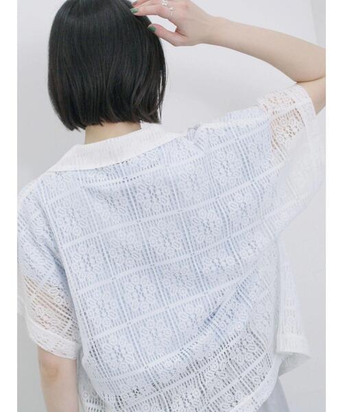 Samansa Mos2 blue（サマンサモスモスブルー）の「レースシャツジャケット（シャツ/ブラウス・レディース・ブラック/オフホワイト/キナリ・F）」の12枚目の写真