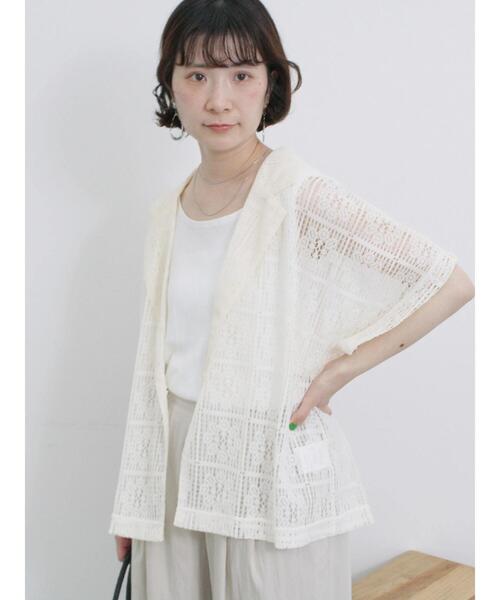 Samansa Mos2 blue（サマンサモスモスブルー）の「レースシャツジャケット（シャツ/ブラウス・レディース・ブラック/オフホワイト/キナリ・F）」の4枚目の写真