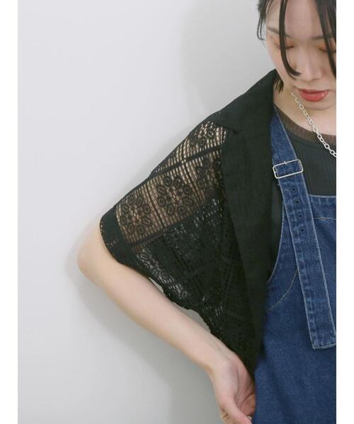 Samansa Mos2 blue（サマンサモスモスブルー）の「レースシャツジャケット（シャツ/ブラウス・レディース・ブラック/オフホワイト/キナリ・F）」の22枚目の写真