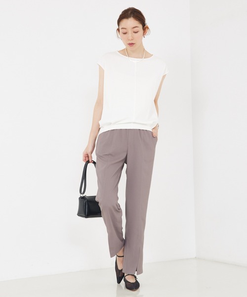 qualite（カリテ）の「【接触冷感】強撚ライトポンチプルオーバー/オフィスカジュアル/夏服（Tシャツ/カットソー・レディース・ホワイト/ライトベージュ/ブラック・フリー）」の17枚目の写真