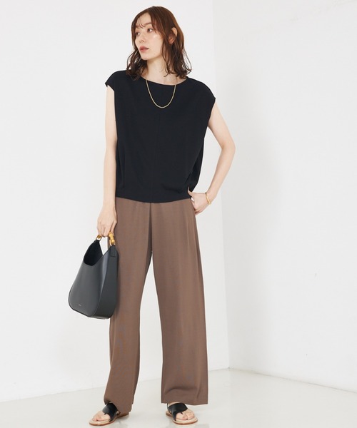 qualite（カリテ）の「【接触冷感】強撚ライトポンチプルオーバー/オフィスカジュアル/夏服（Tシャツ/カットソー・レディース・ホワイト/ライトベージュ/ブラック・フリー）」の7枚目の写真