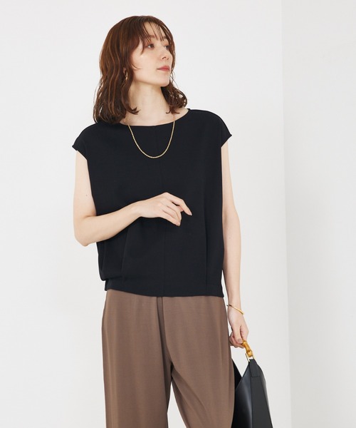 qualite（カリテ）の「【接触冷感】強撚ライトポンチプルオーバー/オフィスカジュアル/夏服（Tシャツ/カットソー・レディース・ホワイト/ライトベージュ/ブラック・フリー）」の9枚目の写真