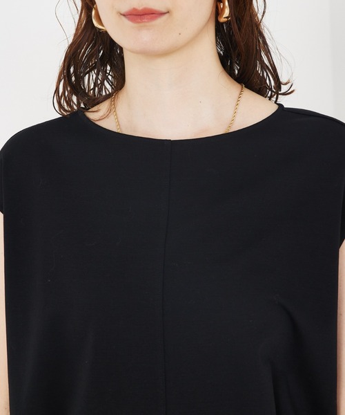 qualite（カリテ）の「【接触冷感】強撚ライトポンチプルオーバー/オフィスカジュアル/夏服（Tシャツ/カットソー・レディース・ホワイト/ライトベージュ/ブラック・フリー）」の12枚目の写真