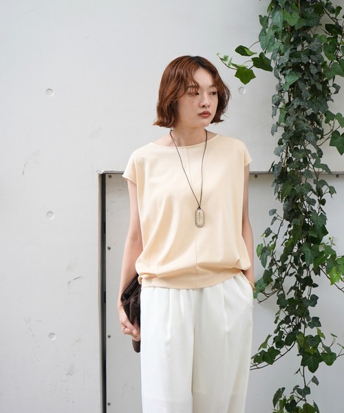 qualite（カリテ）の「【接触冷感】強撚ライトポンチプルオーバー/オフィスカジュアル/夏服（Tシャツ/カットソー・レディース・ホワイト/ライトベージュ/ブラック・フリー）」の21枚目の写真