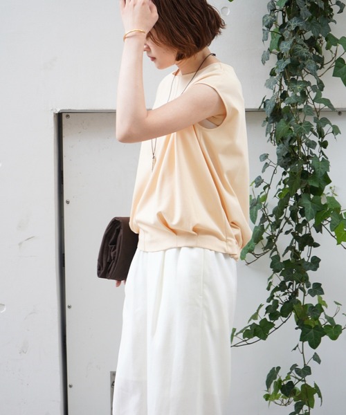 qualite（カリテ）の「【接触冷感】強撚ライトポンチプルオーバー/オフィスカジュアル/夏服（Tシャツ/カットソー・レディース・ホワイト/ライトベージュ/ブラック・フリー）」の22枚目の写真